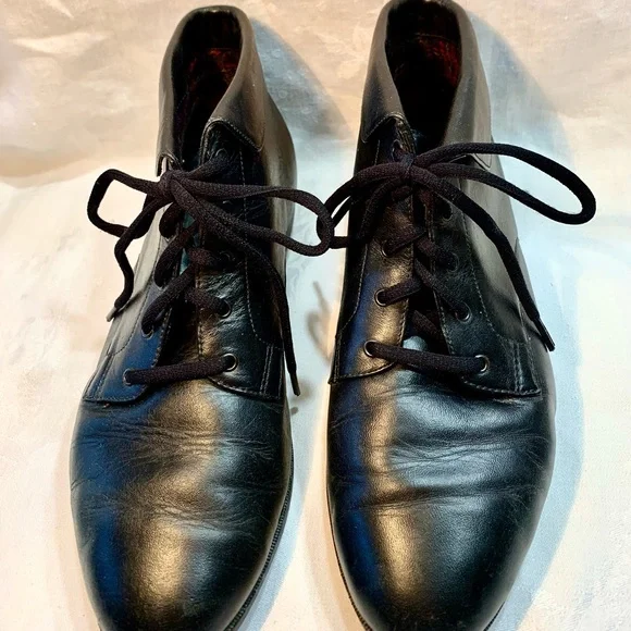 DanexX Women Vintage Black Leather Lace up Ankle Boots Comfy Durable size 9W - Picture 6 of 9